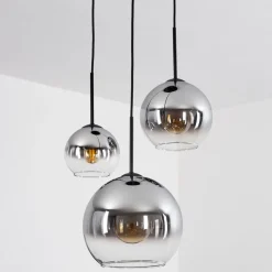 Suspension Verre 15 Cm, 20 Cm, 25 Cm Koyoto Clair, Fume, 3 Lumieres