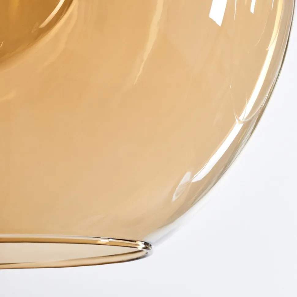 Suspension Verre 15 Cm, 20 Cm, 25 Cm Koyoto Ambre, 3 Lumieres
