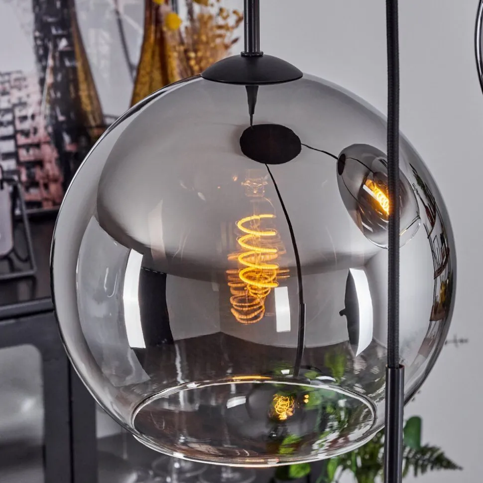 Suspension Verre 20 Cm, 25 Cm, 30Cm Koyoto Chrome, Clair, Fume, 3 Lumieres