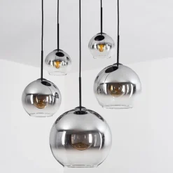 Suspension Verre 15 Cm, 20 Cm, 25 Cm, 30Cm Koyoto Clair, Fume, 5 Lumieres