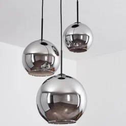 Suspension Verre 20 Cm, 25 Cm, 30Cm Koyoto Chrome, Fume, 3 Lumieres