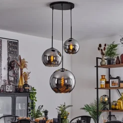 Suspension Verre 20 Cm, 25 Cm, 30Cm Koyoto Chrome, Fume, 3 Lumieres
