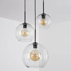 Suspension Verre 20 Cm, 25 Cm, 30Cm Koyoto Clair, 3 Lumieres