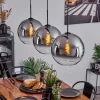 Suspension Verre 30 Cm Koyoto Clair, Fume, 3 Lumieres