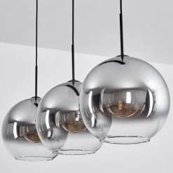 Suspension Verre 30 Cm Koyoto Clair, Fume, 3 Lumieres