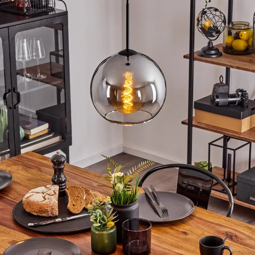 Suspension Verre 25 Cm Koyoto Clair, Fume, 1 Lumiere