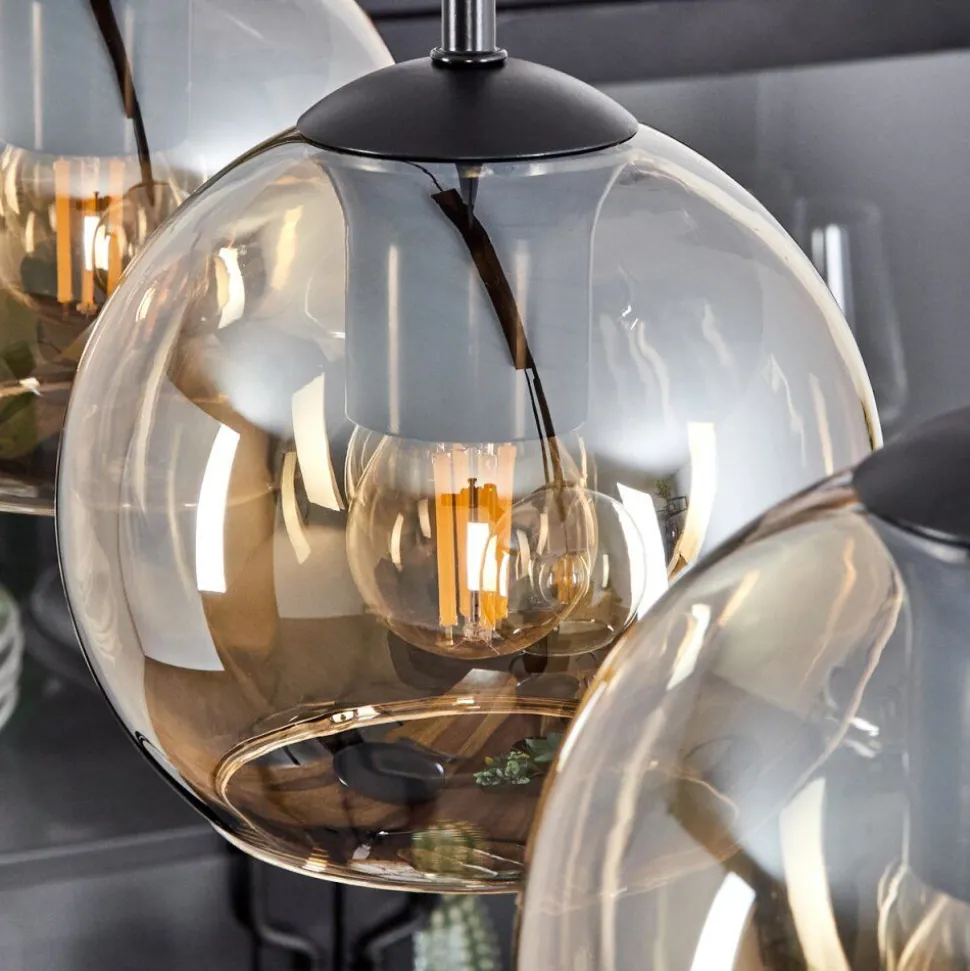 Suspension Verre 15 Cm Koyoto Ambre, 5 Lumieres