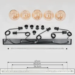 Suspension Verre 15 Cm Koyoto Ambre, 5 Lumieres