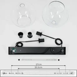 Suspension Verre 25 Cm Koyoto Clair, 2 Lumieres