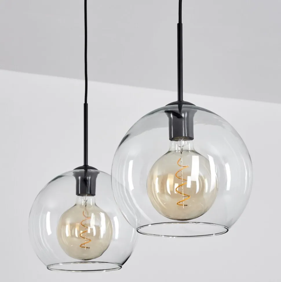 Suspension Verre 25 Cm Koyoto Clair, 2 Lumieres