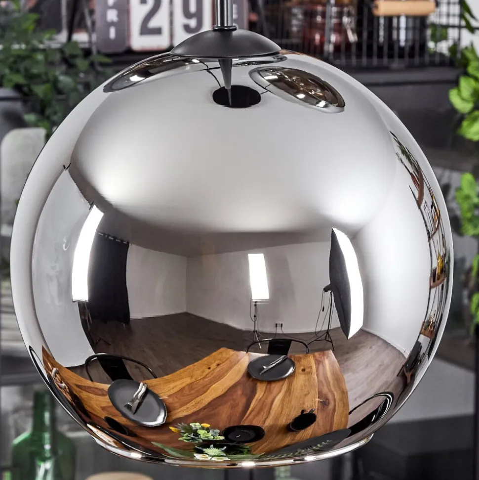 Suspension Verre 25 Cm Koyoto Chrome, Fume, 3 Lumieres