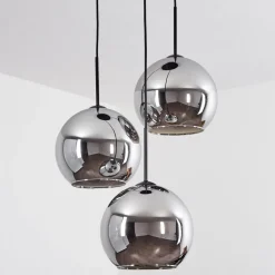Suspension Verre 25 Cm Koyoto Chrome, Fume, 3 Lumieres