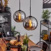 Suspension Verre 25 Cm Koyoto Chrome, Fume, 2 Lumieres