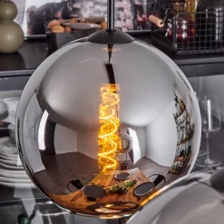 Suspension Verre 25 Cm Koyoto Chrome, Fume, 2 Lumieres
