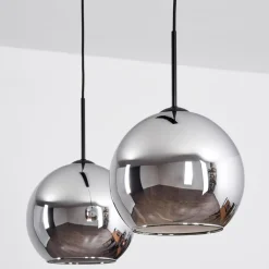 Suspension Verre 25 Cm Koyoto Chrome, Fume, 2 Lumieres