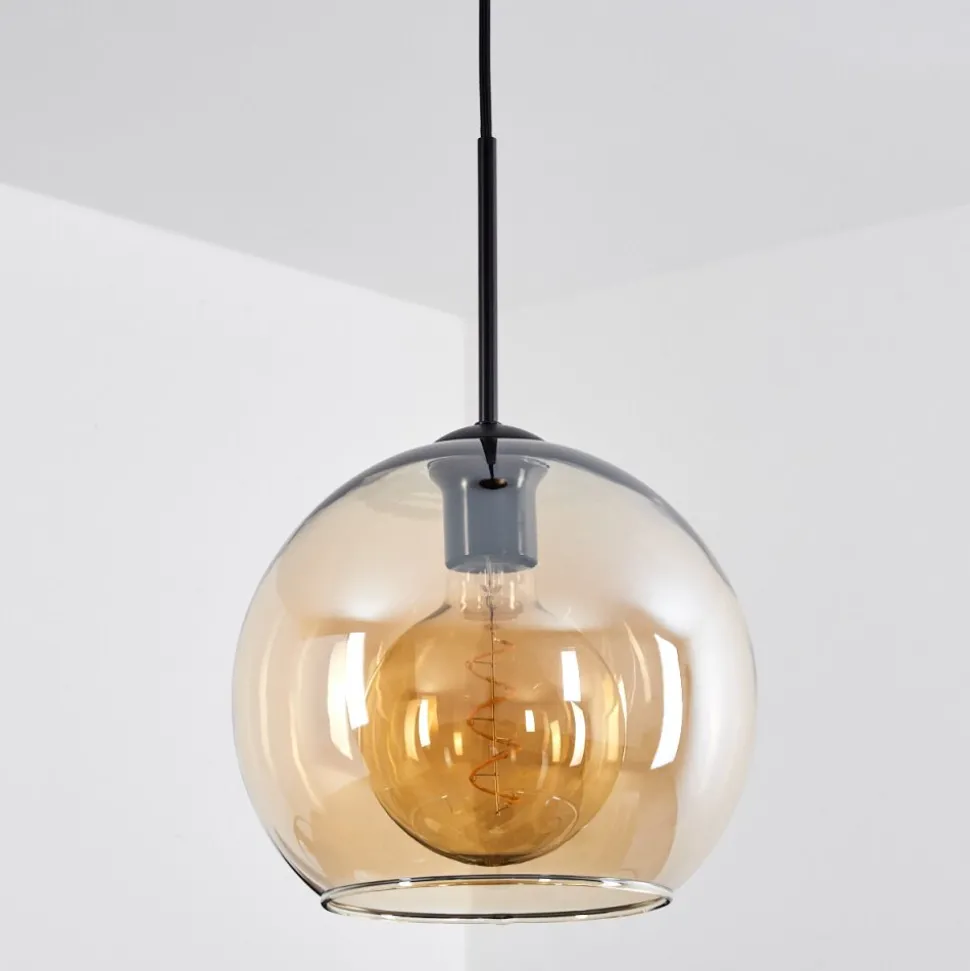 Suspension Verre 25 Cm Koyoto Ambre, 1 Lumiere