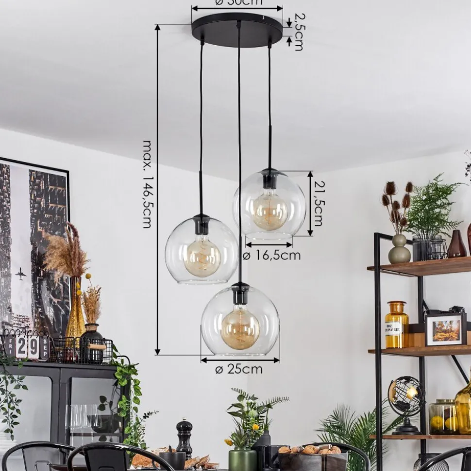 Suspension Verre 25 Cm Koyoto Clair, 3 Lumieres