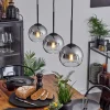 Suspension Verre 15 Cm Koyoto Chrome, Clair, Fume, 3 Lumieres