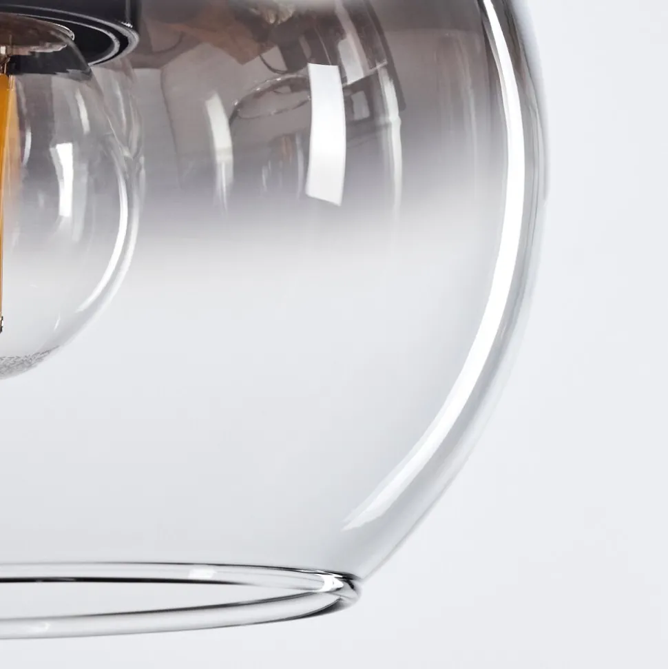 Suspension Verre 15 Cm Koyoto Chrome, Clair, Fume, 3 Lumieres