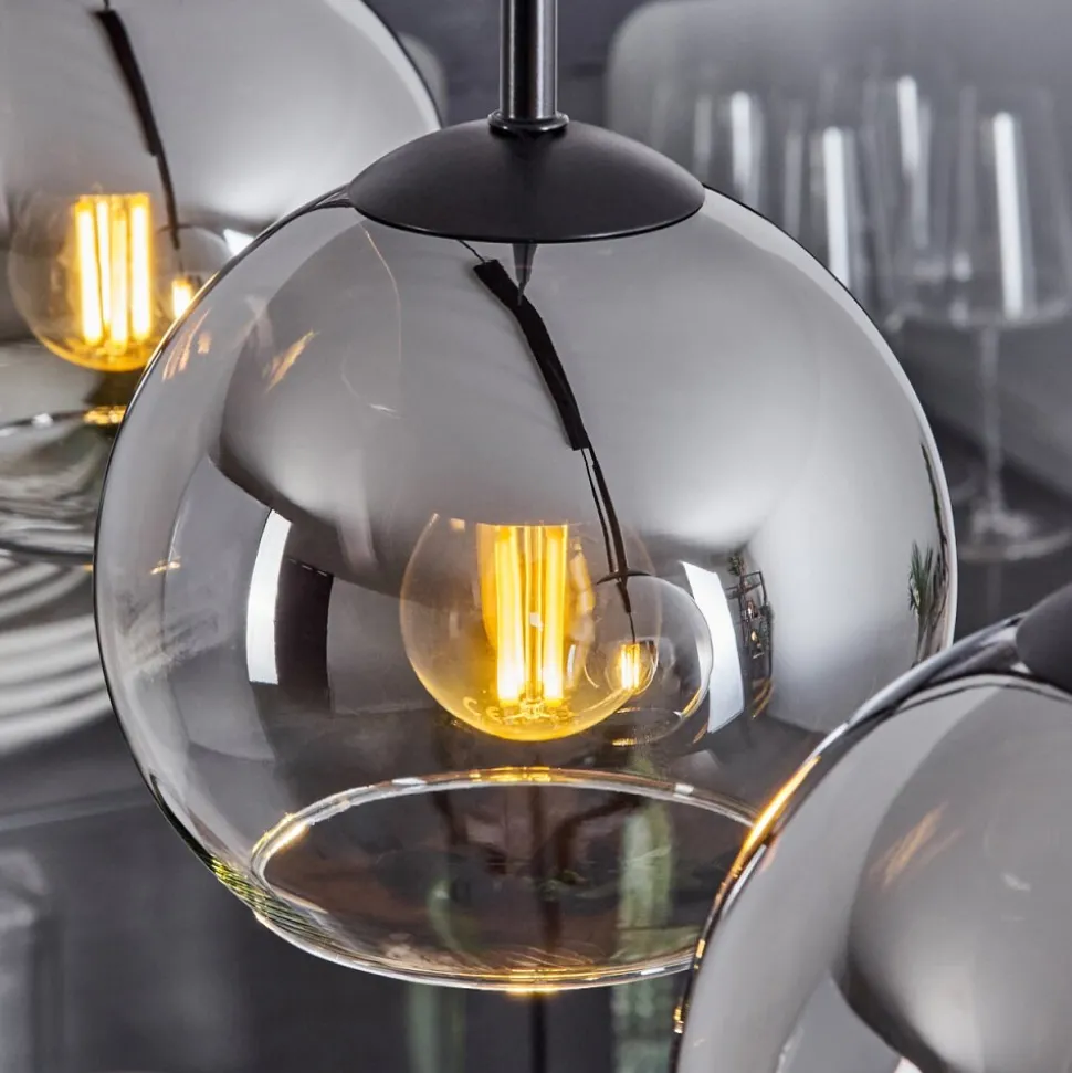 Suspension Verre 15 Cm Koyoto Chrome, Clair, Fume, 3 Lumieres