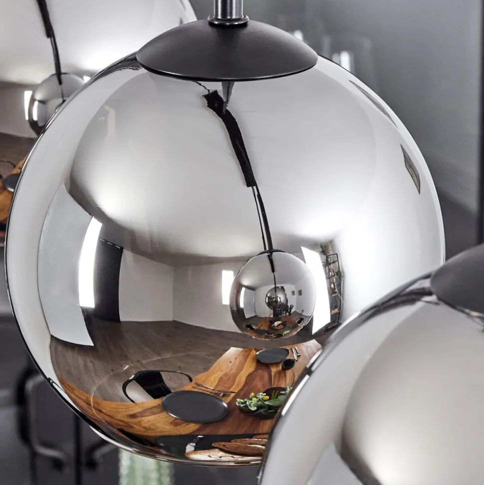 Suspension Verre 15 Cm Koyoto Chrome, Fume, 4 Lumieres