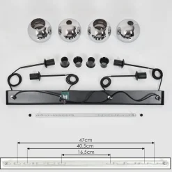 Suspension Verre 15 Cm Koyoto Chrome, Fume, 4 Lumieres
