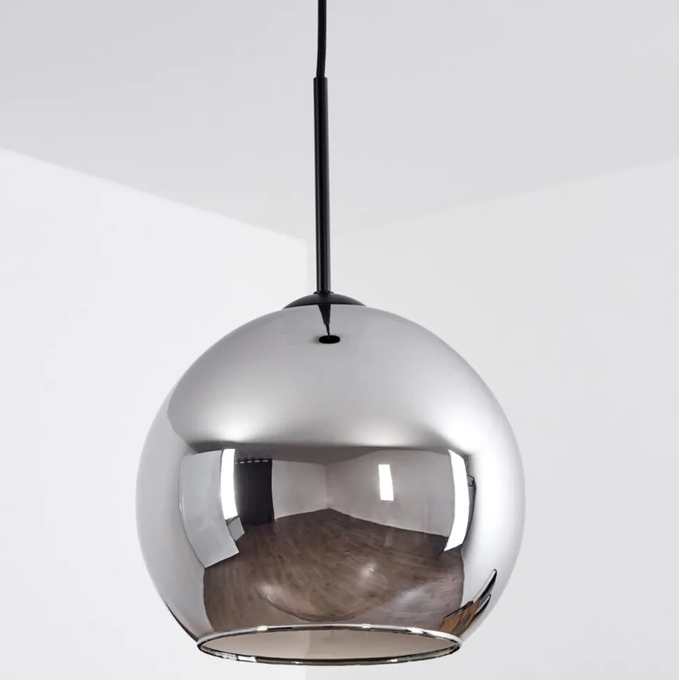 Suspension Verre 25 Cm Koyoto Chrome, Fume, 1 Lumiere