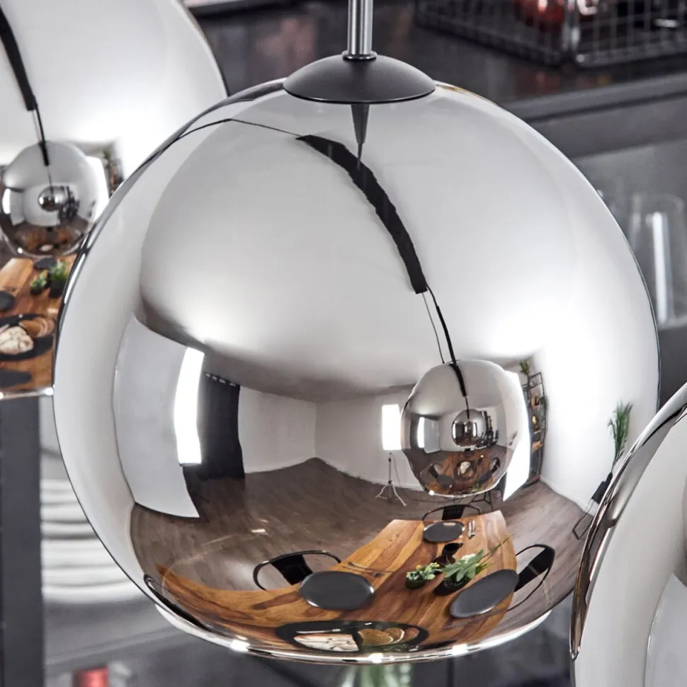 Suspension Verre 25 Cm Koyoto Chrome, Fume, 4 Lumieres