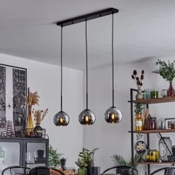Suspension Verre 15 Cm Koyoto Chrome, Fume, 3 Lumieres