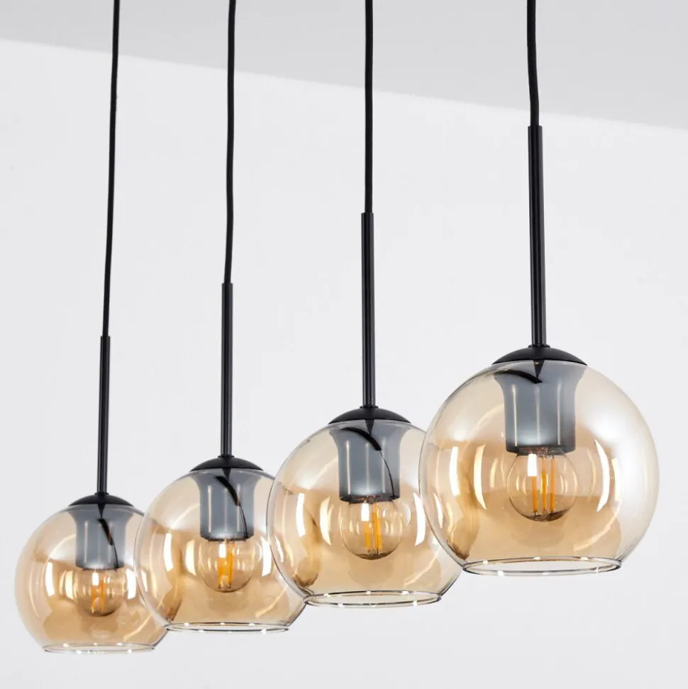 Suspension Verre 15 Cm Koyoto Ambre, 4 Lumieres