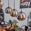 Suspension Verre 25 Cm Koyoto Chrome, Fume, 3 Lumieres