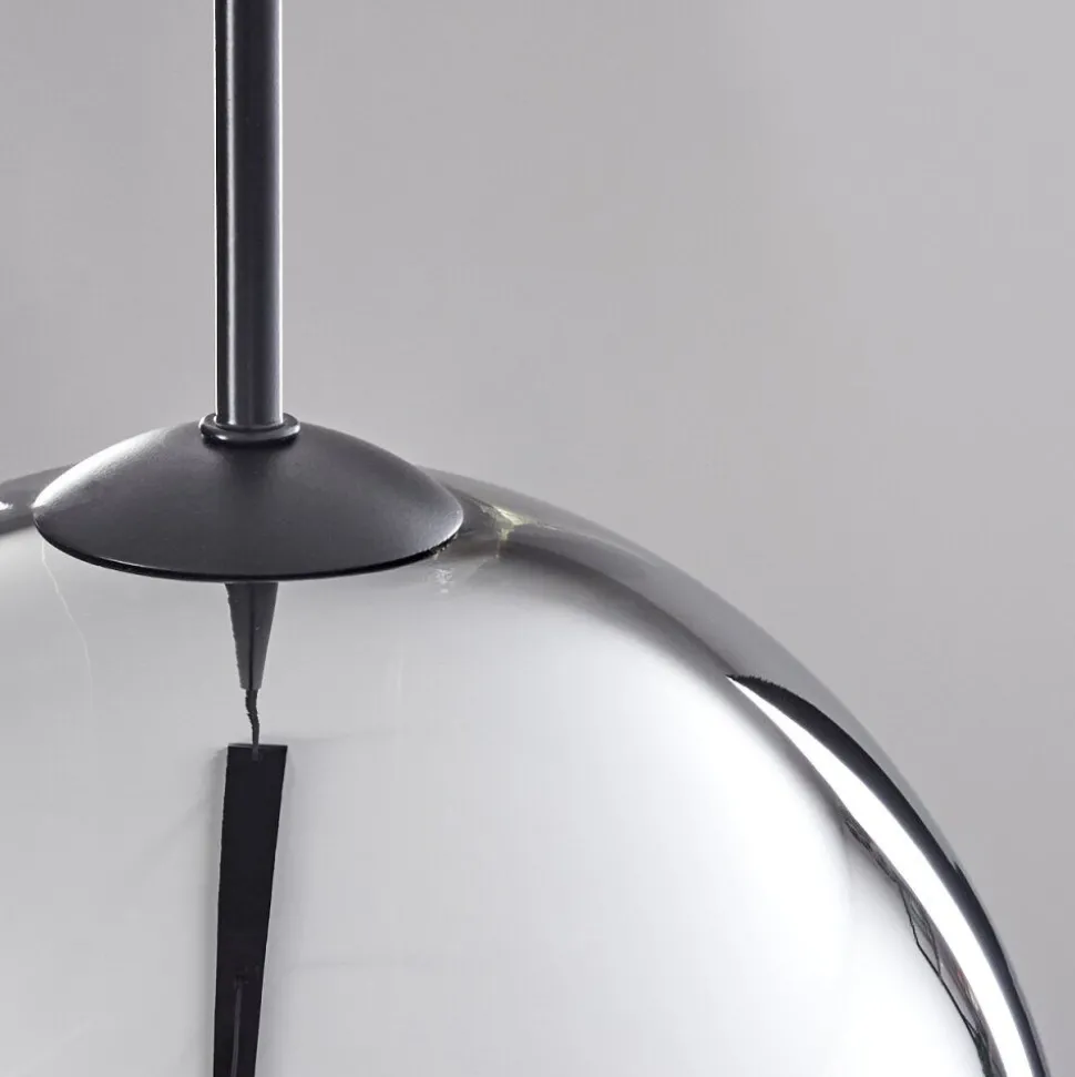 Suspension Verre 25 Cm Koyoto Chrome, Fume, 3 Lumieres