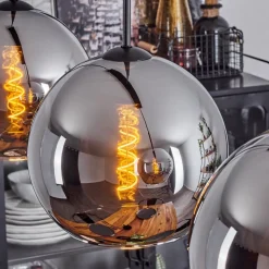Suspension Verre 25 Cm Koyoto Chrome, Fume, 3 Lumieres