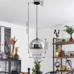 Suspension Verre 30 Cm Koyoto Clair, Fume, 1 Lumiere