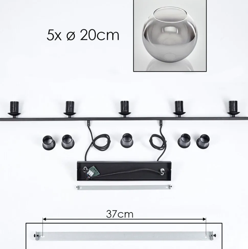 Suspension Verre 20 Cm Koyoto Fume, 5 Lumieres