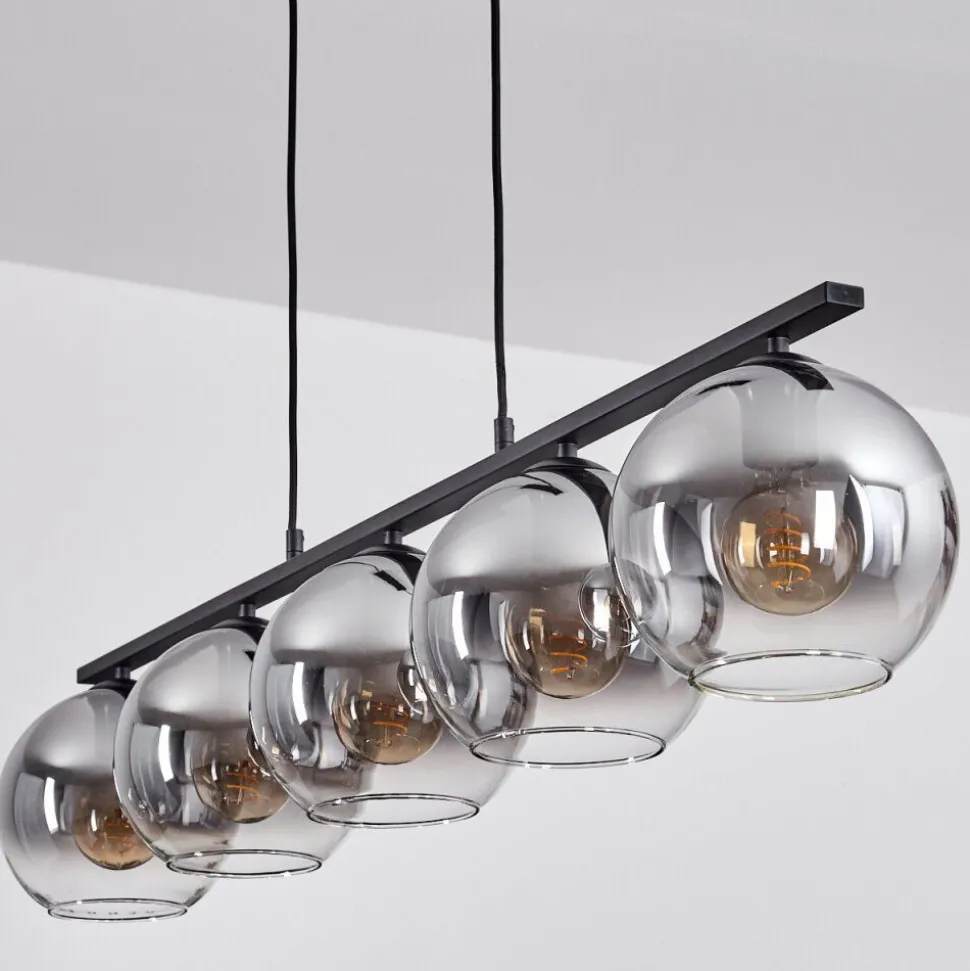 Suspension Verre 20 Cm Koyoto Fume, 5 Lumieres