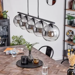 Suspension Verre 20 Cm Koyoto Fume, 5 Lumieres