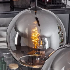 Suspension Verre 30 Cm Koyoto Clair, Fume, 2 Lumieres