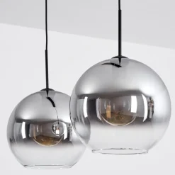 Suspension Verre 30 Cm Koyoto Clair, Fume, 2 Lumieres