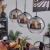 Suspension Verre 30 Cm Koyoto Chrome, Clair, Fume, 3 Lumieres