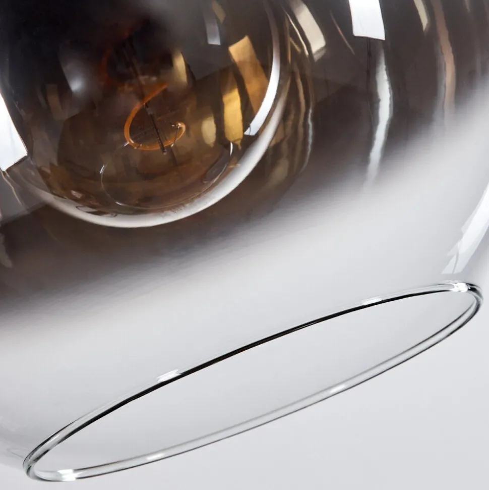 Suspension Verre 30 Cm Koyoto Chrome, Clair, Fume, 3 Lumieres