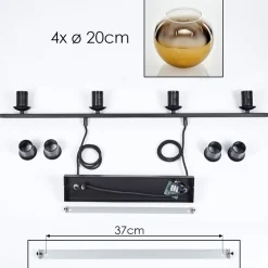 Suspension Verre 20 Cm Koyoto Or, 4 Lumieres