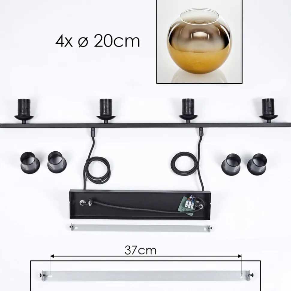 Suspension Verre 20 Cm Koyoto Or, 4 Lumieres