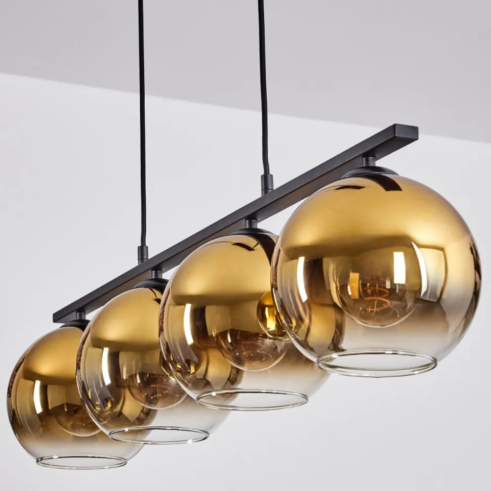 Suspension Verre 20 Cm Koyoto Or, 4 Lumieres