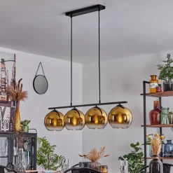 Suspension Verre 20 Cm Koyoto Or, 4 Lumieres