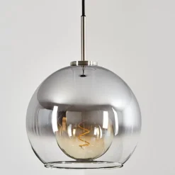 Suspension Verre 25 Cm Koyoto Noir, Argente, 1 Lumiere