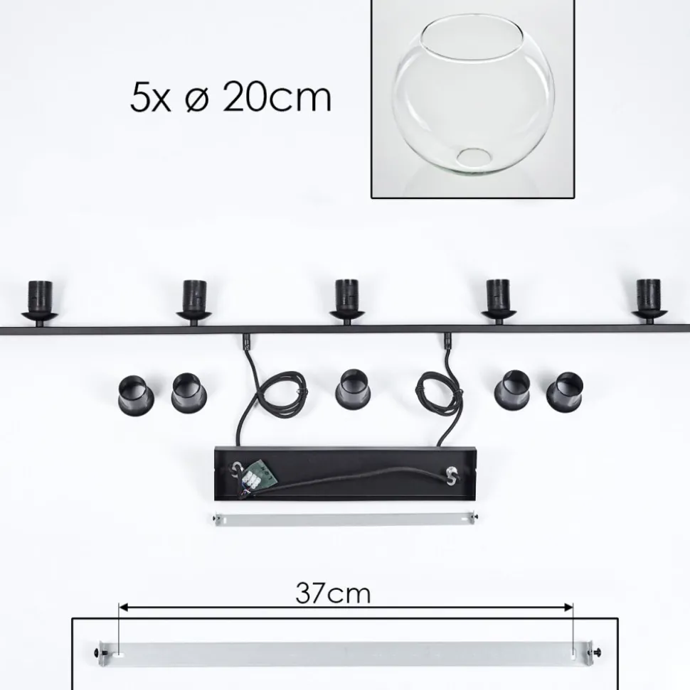 Suspension Verre 20 Cm Koyoto Clair, 5 Lumieres