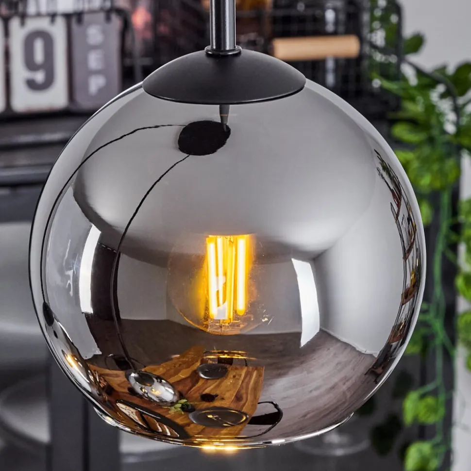 Suspension Verre 15 Cm Koyoto Chrome, Fume, 3 Lumieres