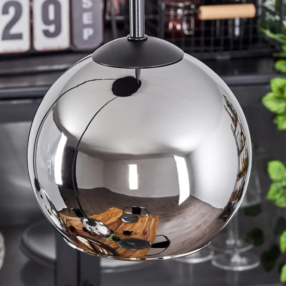 Suspension Verre 15 Cm Koyoto Chrome, Fume, 3 Lumieres