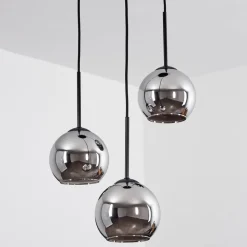 Suspension Verre 15 Cm Koyoto Chrome, Fume, 3 Lumieres